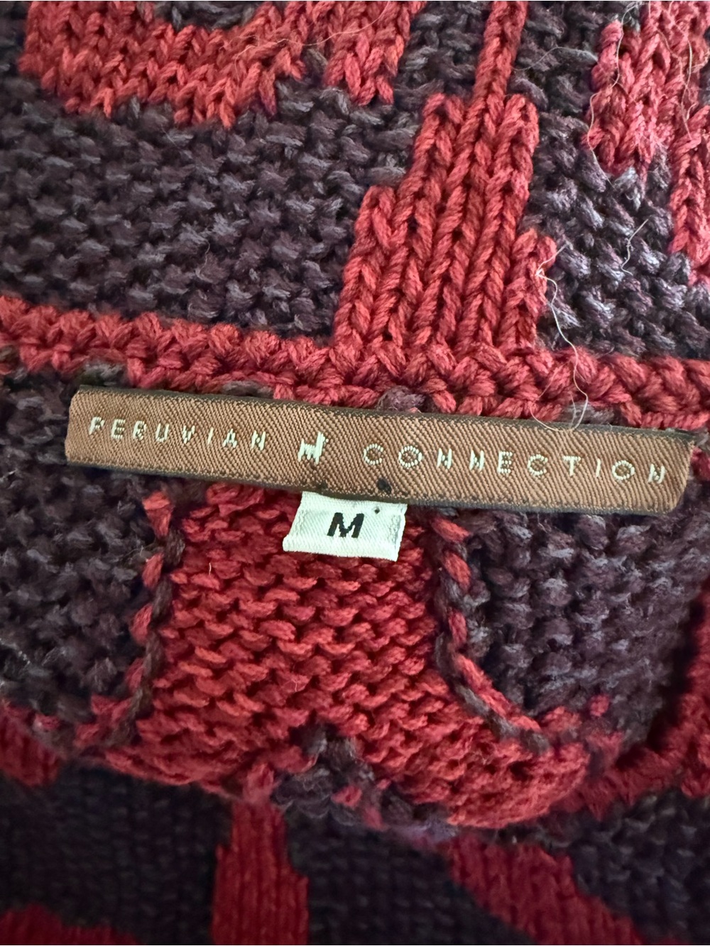 Peruvian Connection Red Multicolor Patterned V-Neck Sweater Vest - Picture 7 of 9